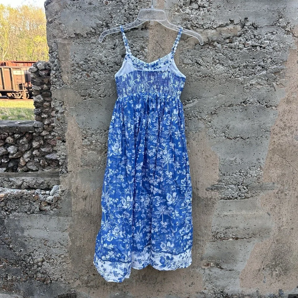 Haute Hippie Beach Vacation Sundress Kids 12 Cotton Tiered Floral Maxi Dress - Picture 3 of 4